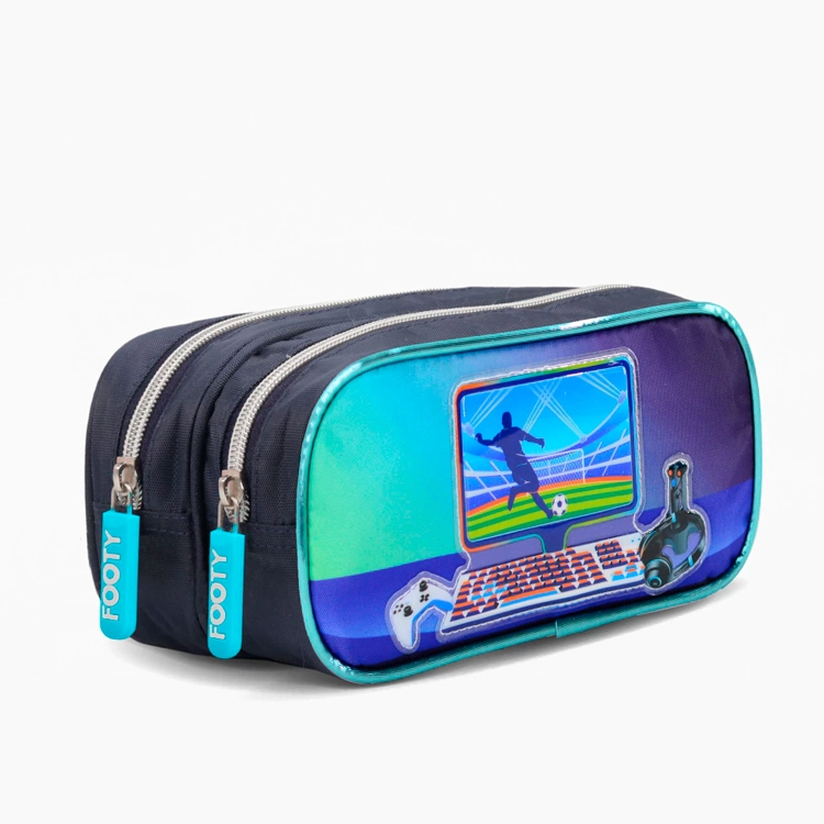 Cartuchera Escolar Footy 2026 Pro Gamer Azul 2 cierres Art.F264070